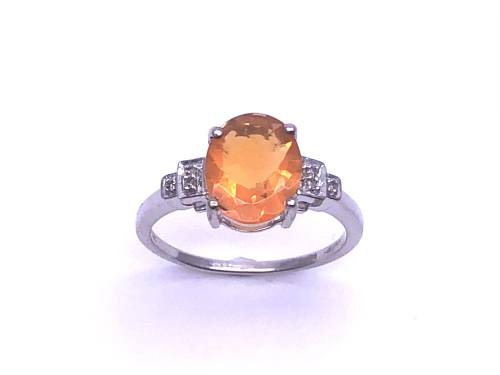 9ct Fire Opal & Diamond Ring