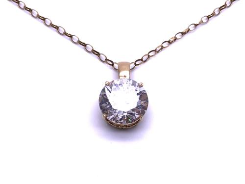 9ct Yellow Gold CZ Pendant & Chain