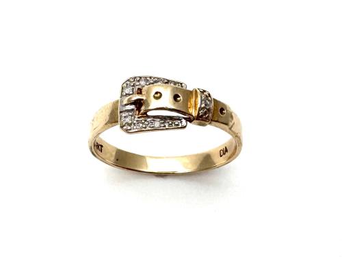 9ct Yellow Gold Diamond Buckle Ring