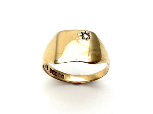 9ct Yellow Gold Square CZ Signet Ring