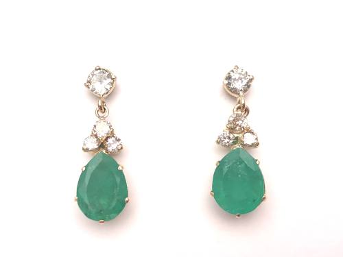 Emerald & Diamond Drop Earrings