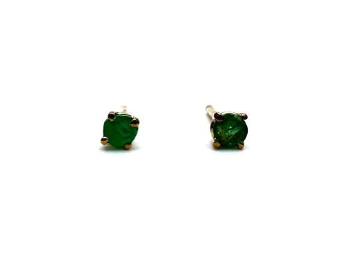 9ct Yellow Gold Emerald Stud Earrings