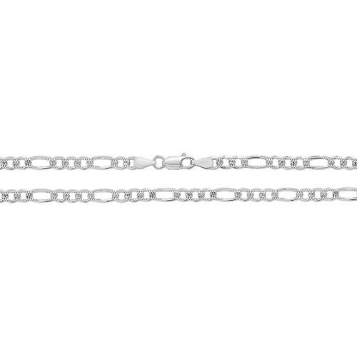 Silver Figaro Pave Chain 10 Inch