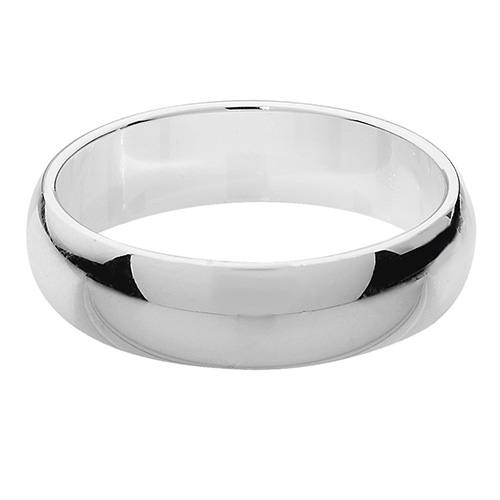 Silver D Shaped Wedding Ring 5mm Z