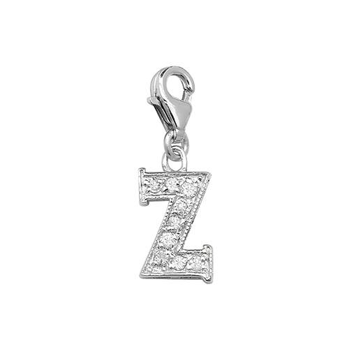 Silver Cz Initial Z Charm