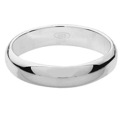 Silver D Shaped Wedding Ring 4mm X
