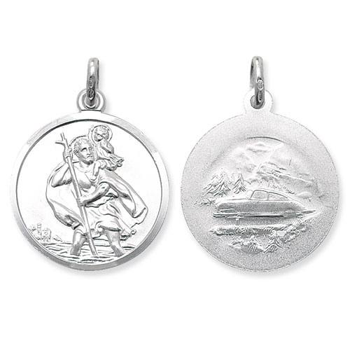 Silver Double Sided St Christopher Pendant 28mm