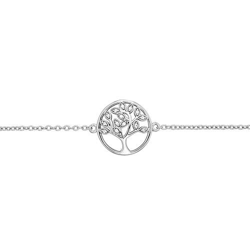 Silver Ladies CZ Tree Of Life Bracelet  7 inch