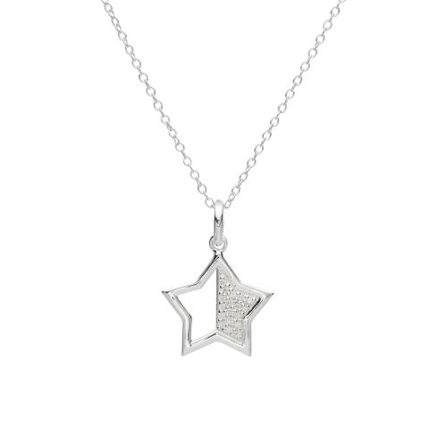 Silver CZ Star Pendant & Chain 18 Inch