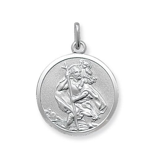 Silver Double Sided St Christopher Pendant 20mm