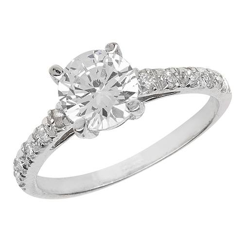 Silver Ladies CZ Solitaire Ring