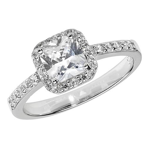 Silver CZ Cluster Ring Size P