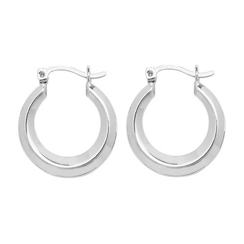 Silver Round Hoop Earrings 18x22mm