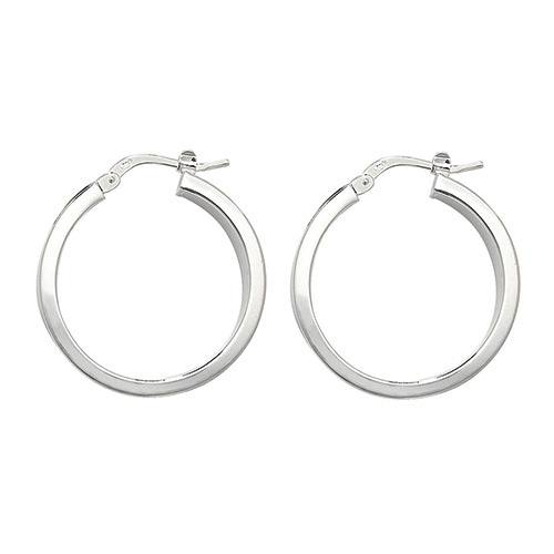 Silver Plain Wedding Ring Hoop Earrings 20mm