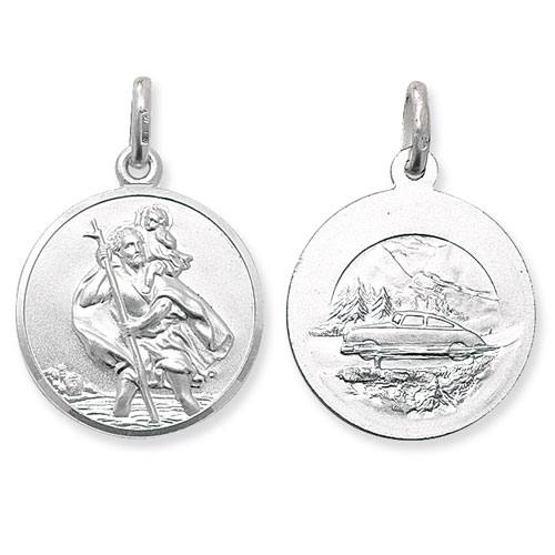 Silver Double Sided St Christopher Pendant 24mm