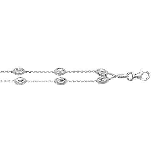 Silver Ladies Faceted Double Row Bead Bracelet