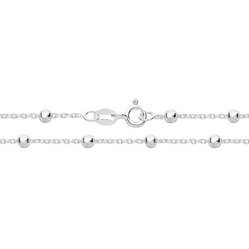 Silver Rolo & Bead Anklet 10 Inch