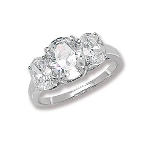 Silver Ladies CZ 3 Stone Eternity Ring