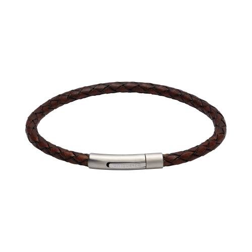 Dark Brown Leather Bracelet Steel Clasp
