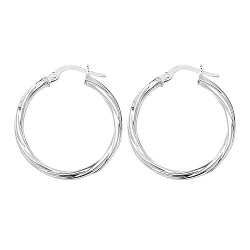 Silver Twisted Hoops 20mm