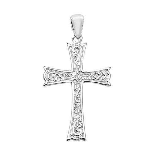 Silver Celtic Style Design Cross Pendant 30x20mm