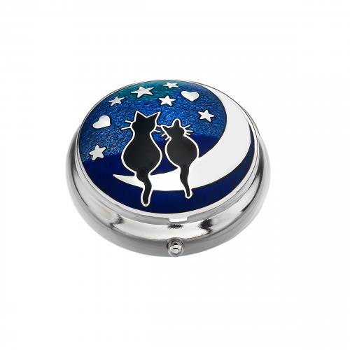 Pillbox Cats On The Moon Single Compartment