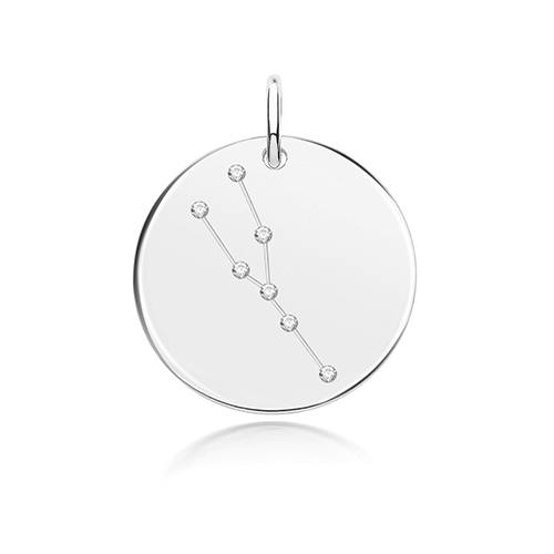 Silver Rhodium Taurus Zodiac Constellation Pendant