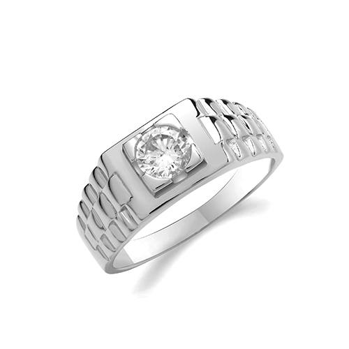 Silver CZ Signet Ring