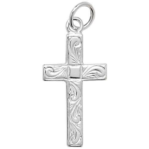 Silver Patterned Cross Pendant