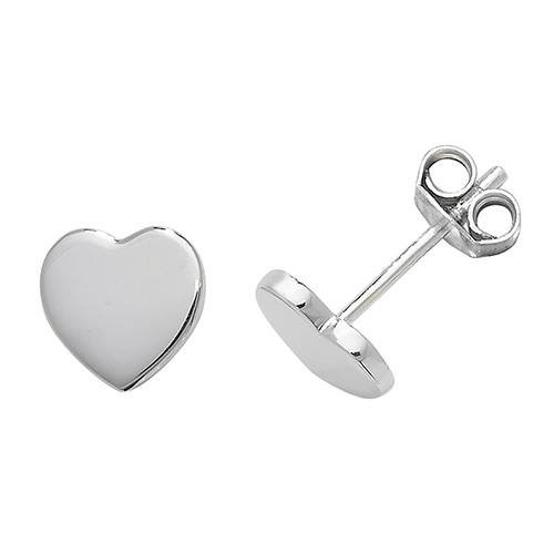 Silver Heart Shaped Stud Earrings