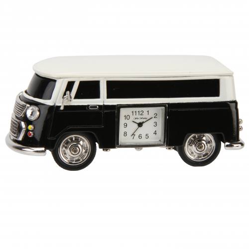 Miniature Clock - Camper Van Black VW