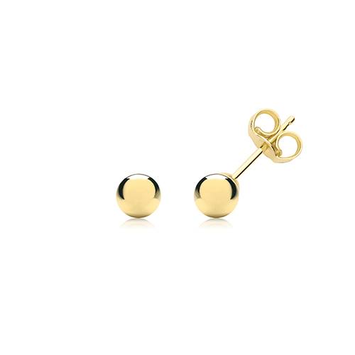 9ct Yellow Gold Ball Stud Earrings 4mm