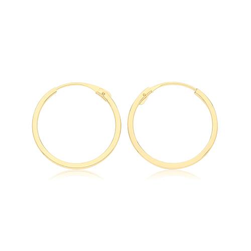 9ct Yellow Gold Hinged Sleeper Hoop Earrings Pair