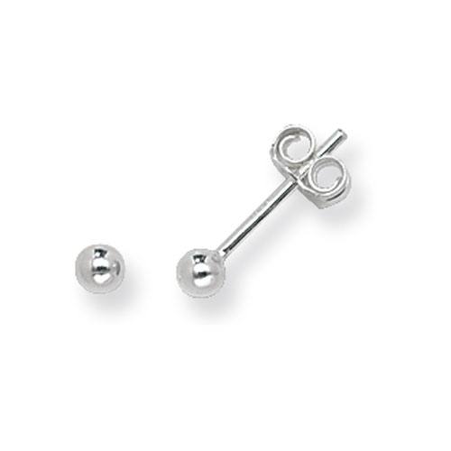 Silver Ball Stud Earrings 3mm
