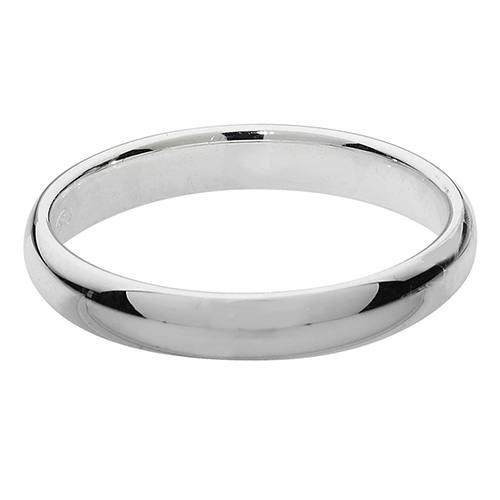 Silver Traditional Court Plain Wedding Band 3mm