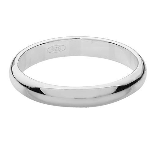 Silver D Shaped Wedding Ring 3mm L
