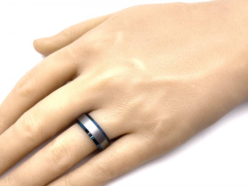 Tungsten blue sales line wedding bands
