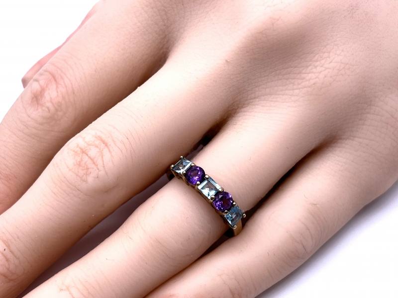 Blue Topaz and Amethyst Ring | Made In Earth US