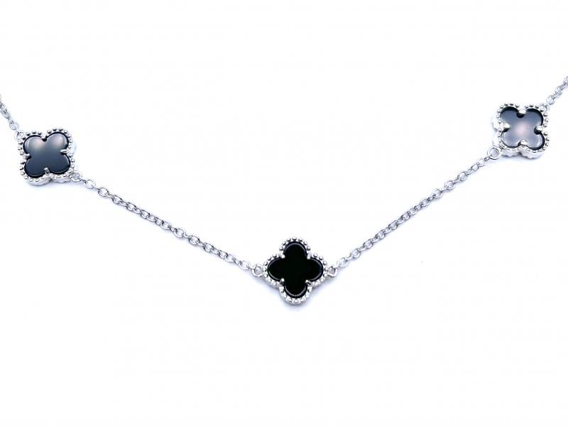 Buy Clover Necklace Black Onyx Clover Necklace Silver Onyx Necklace Black  Onyx Necklace Online in India - Etsy