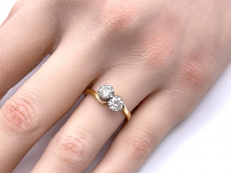 Glitz Design 14K Gold Ring Diamond Engagement Ring for Women 2-Stone  (G-H/SI1-SI2)
