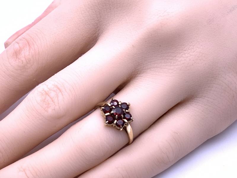 Secondhand 9ct Garnet Flower Cluster Ring at Segal s Jewellers