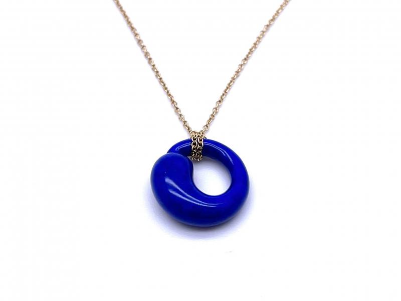 Lapis Lazuli Necklace - Natural Gemstone Donut Pendant 30mm with Black  Strap (Blue) : Amazon.co.uk: Fashion